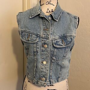 Vintage Banana Republic Blue Denim Button Closure Casual Vest